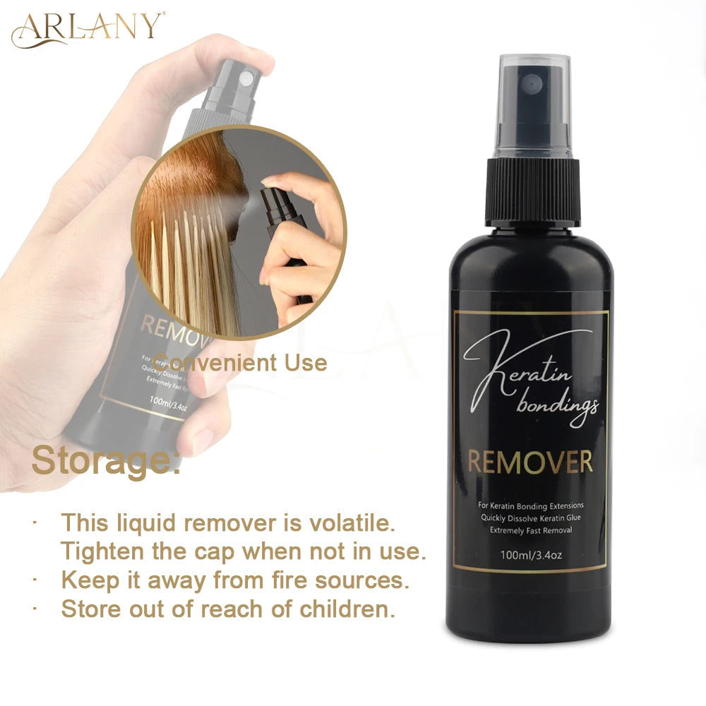 ARLANY Keratin Bonding Glue Remover Protein Glue Bond Remover for K Tip Pre-bonded Extensions Hot Melt Glue Remover Fast Remover
