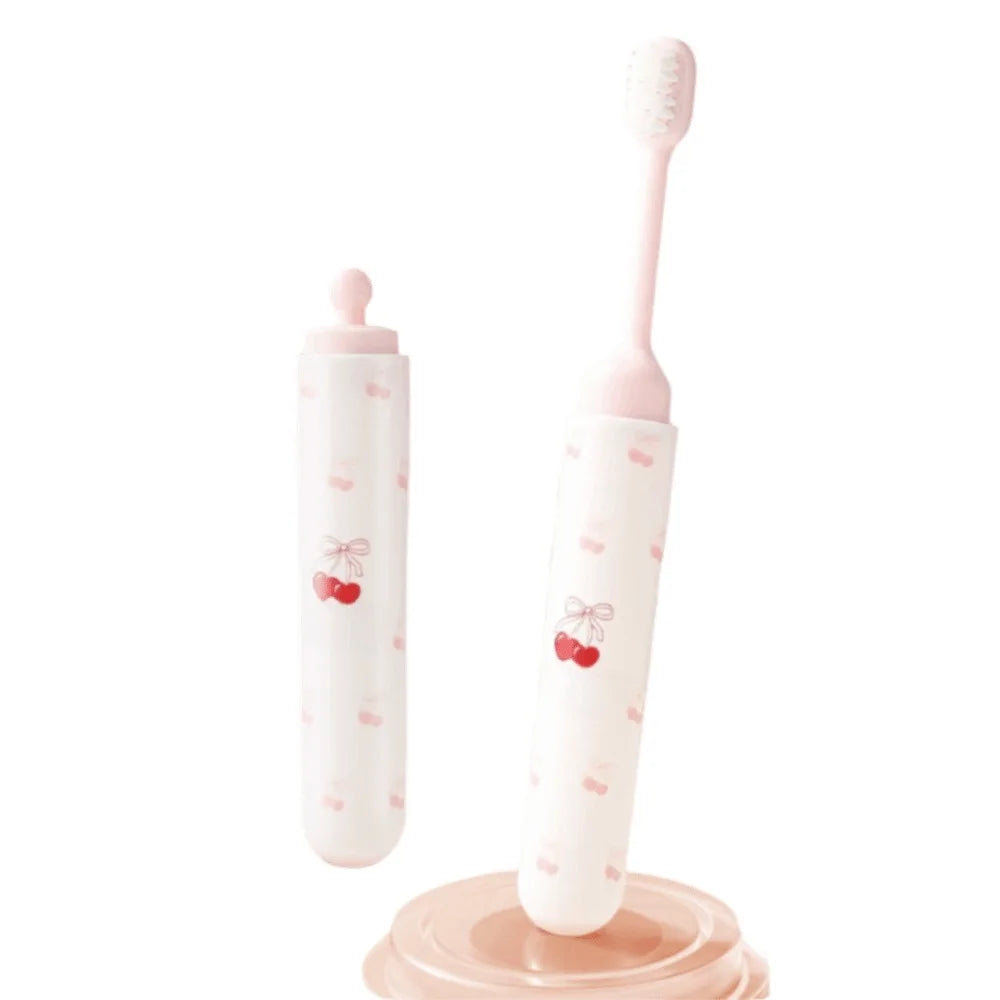 2-IN-1 Travel Toothbrush Set Portable Foldable Toothpaste Tube Storage Box Mini Soft Bristled Folding Toothbrush Dispenser