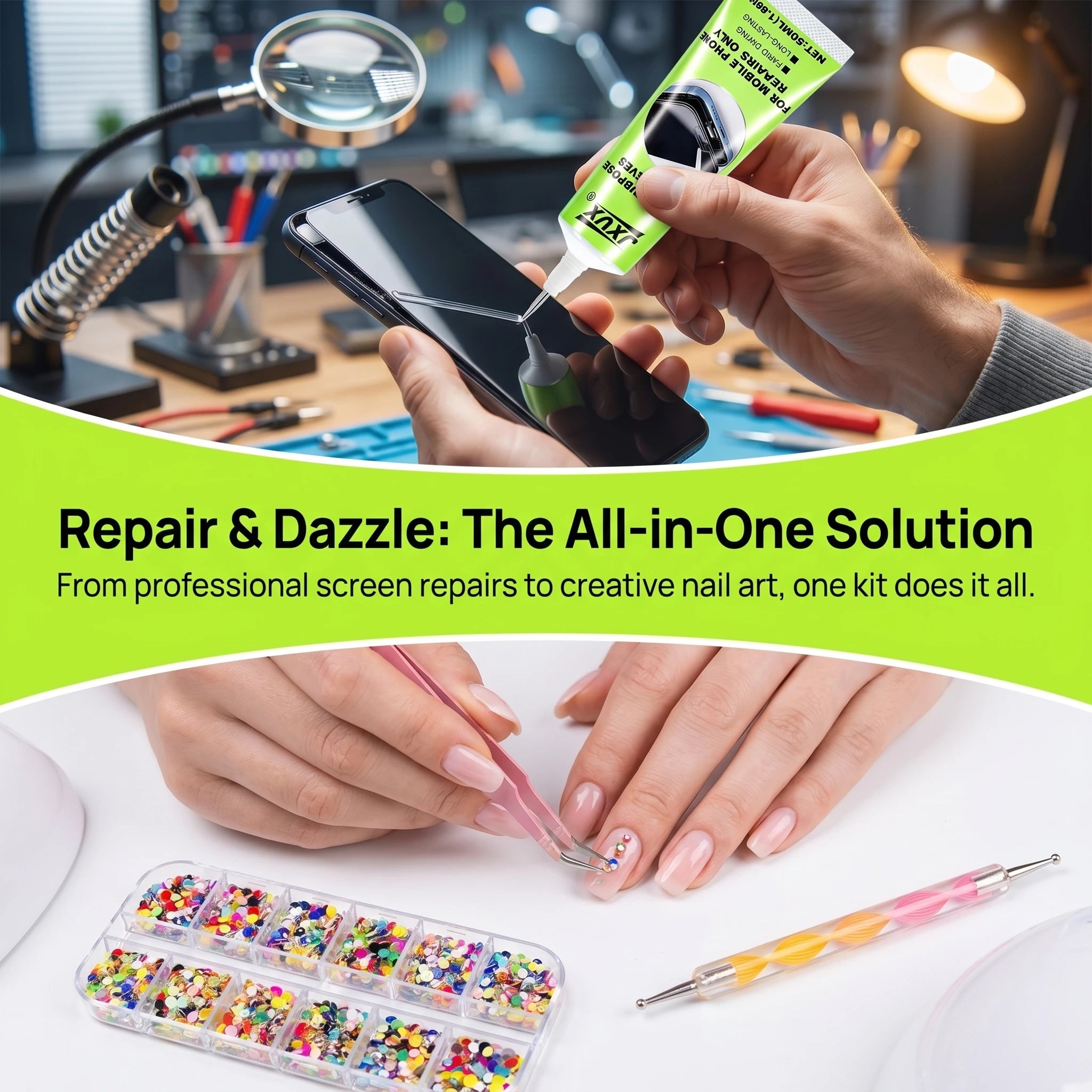 50ml B7000 Transparent Phone Repair Glue, Quick-Drying Waterproof Adhesive, Non-Yellowing, Multi-Purpose Repair, Extra Strong Waterproof Quick-Drying Resin Glue