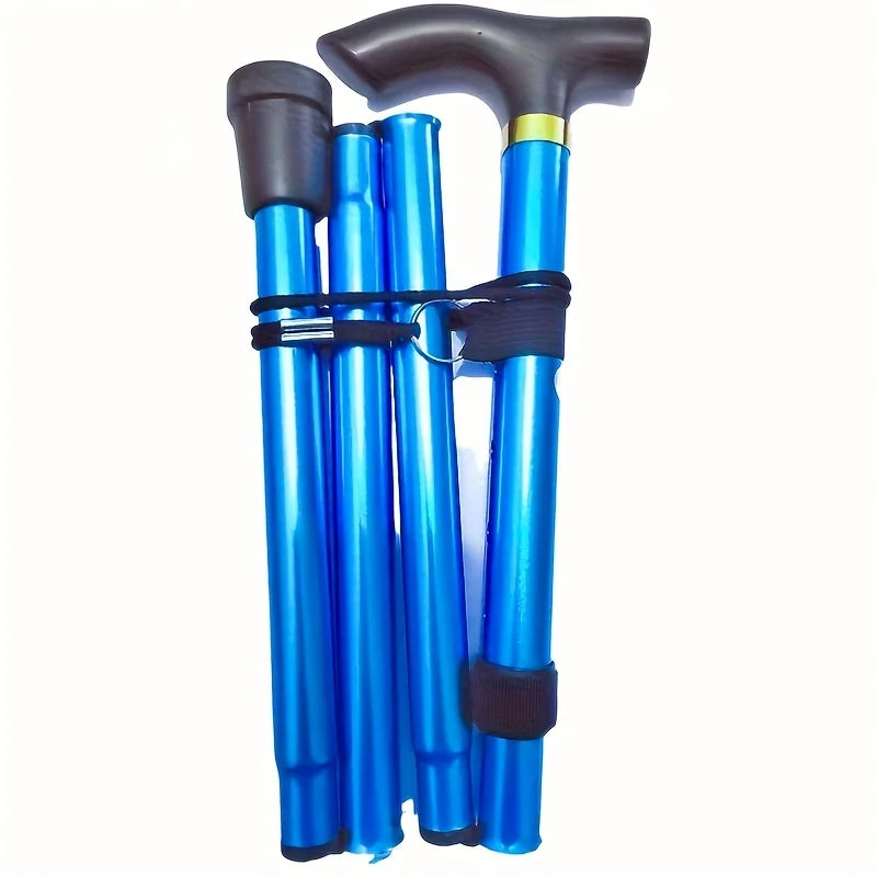 Lightweight & Adjustable Trekking Pole - Foldable Walking Stick/Cane With Rubber Handle for Men & Women