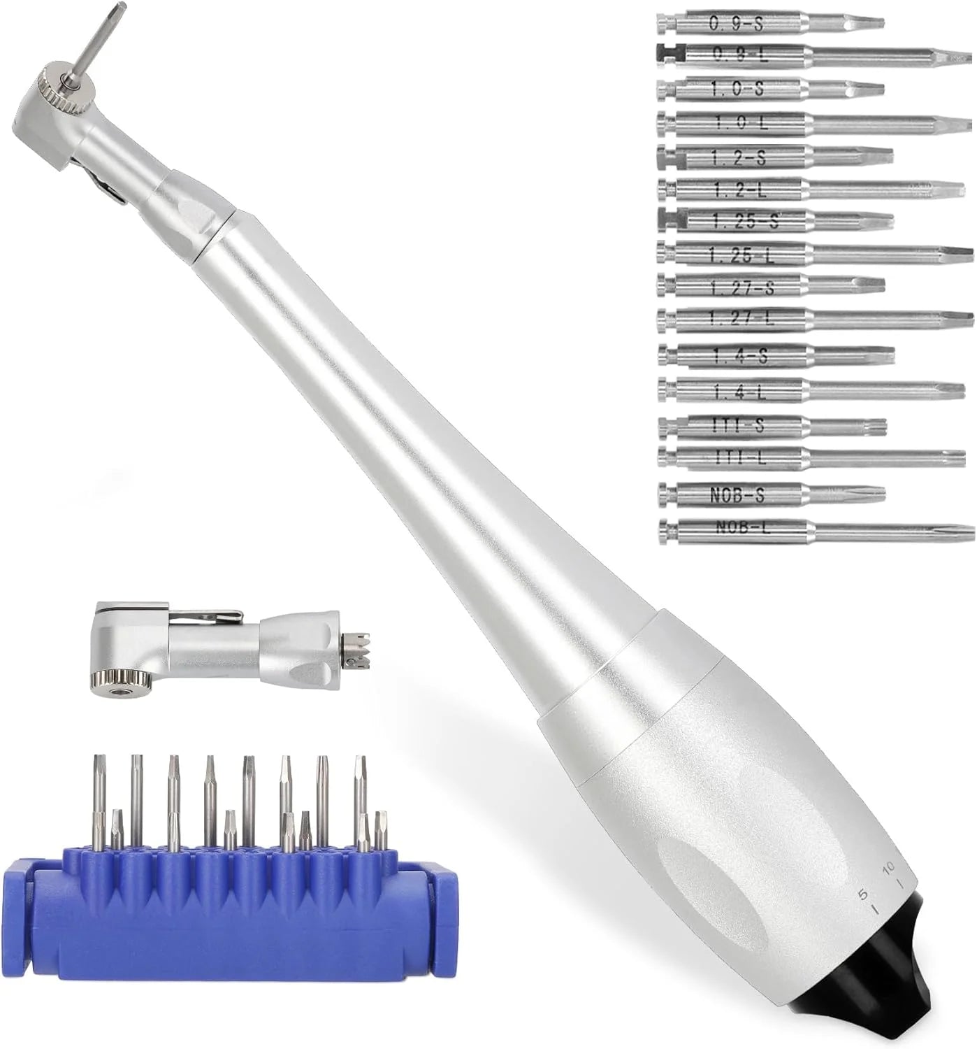 Dental implant torque wrench, universal dental implant tool kit, repair screwdriver blade tip