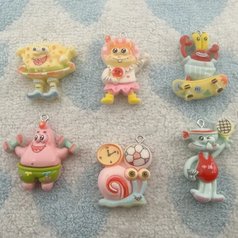 10pcs cartoon resin pendant, DIY jewelry making earrings, keychain accessories