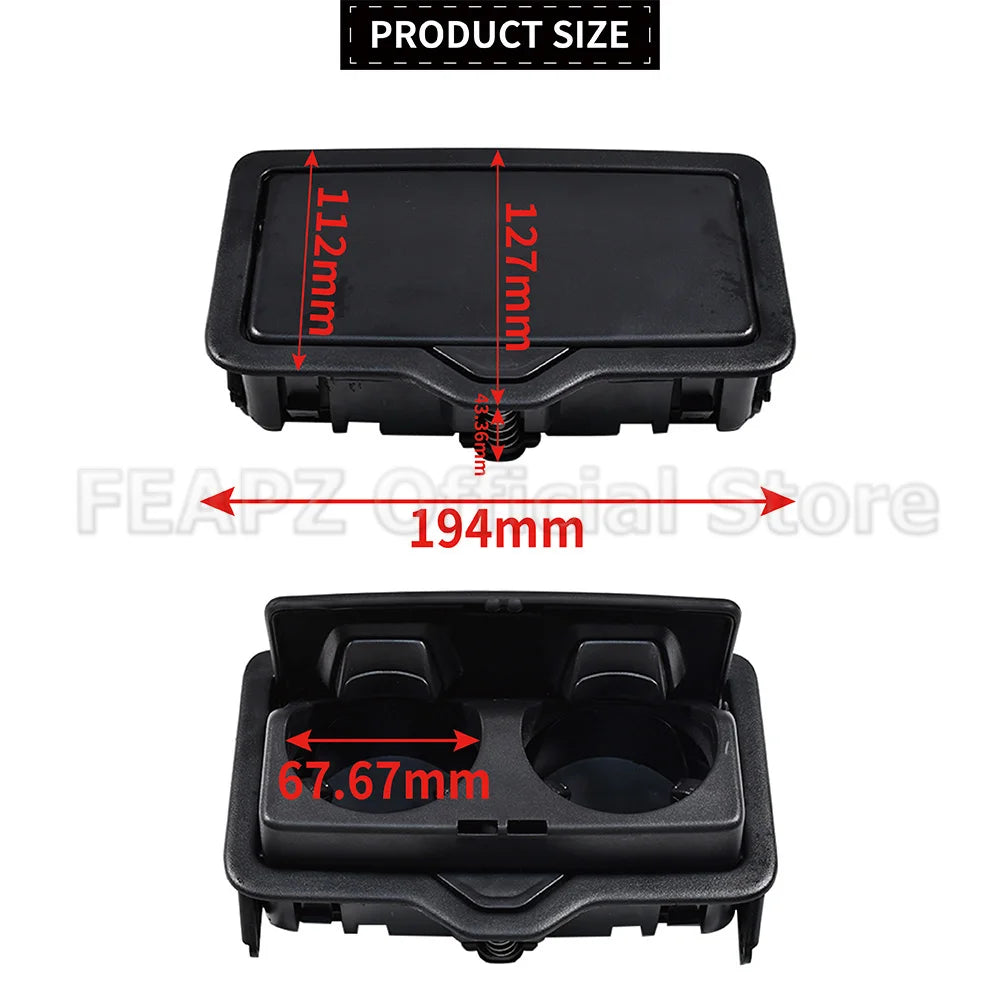 1Pc Black Car Rear Armrest Cup Holders Drinks Beverage Rack 4M0885995A4PK For Audi A3 Q2 Q3 Q5 Q7 Q8 RS3 RSQ8 Car Accessories