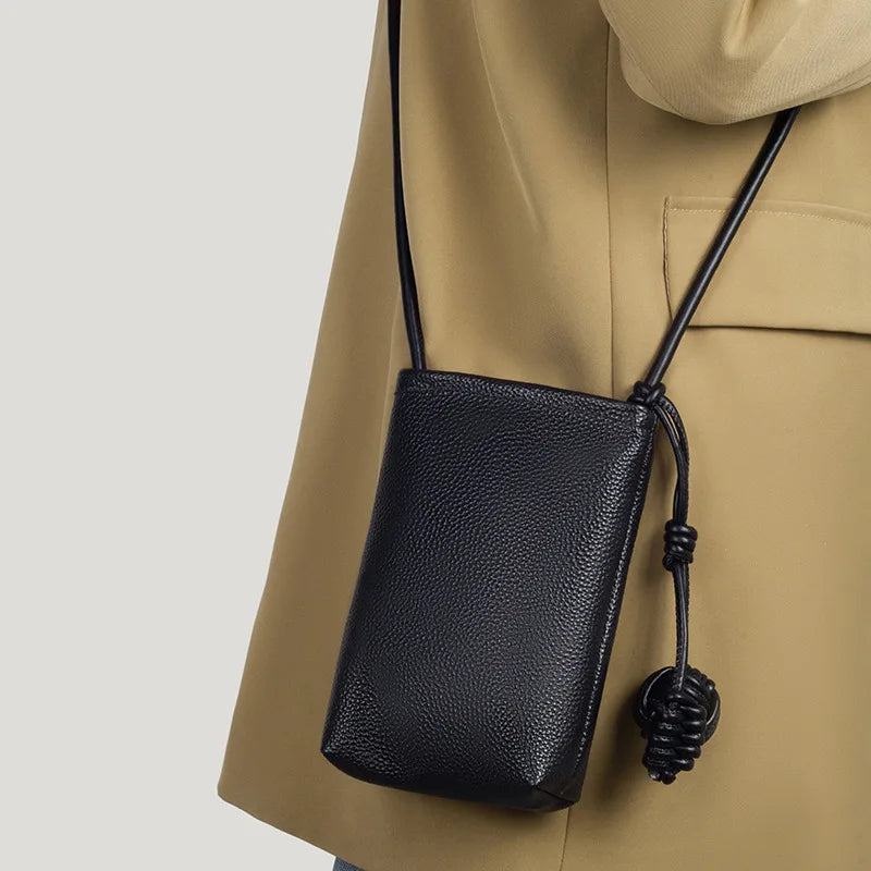 Genuine leather phone bag, versatile crossbody small bag, shoulder bag, simple and stylish phone bag for women,fresh and elegant