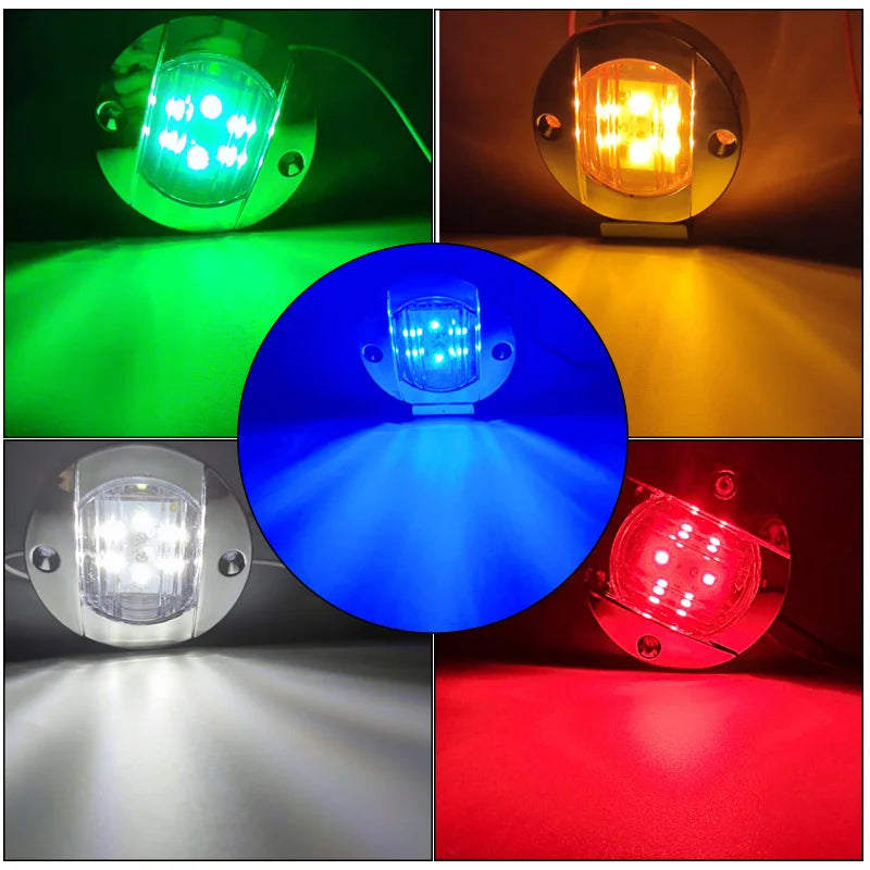 6PCS Boat Marine Lights Navigation Waterproof Marker Lamp For Truck RV Yacht Transom Anchor Stern DC 12V 6LED Stern Light