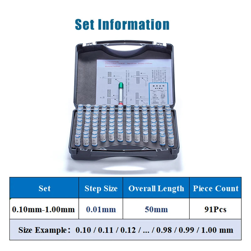 High Precision Pin Gauge Set Within 10mm, Step 0.01/0.05/0.1mm, GCr15 Steel, Small Size Tool for Hole Measurement, Customizable