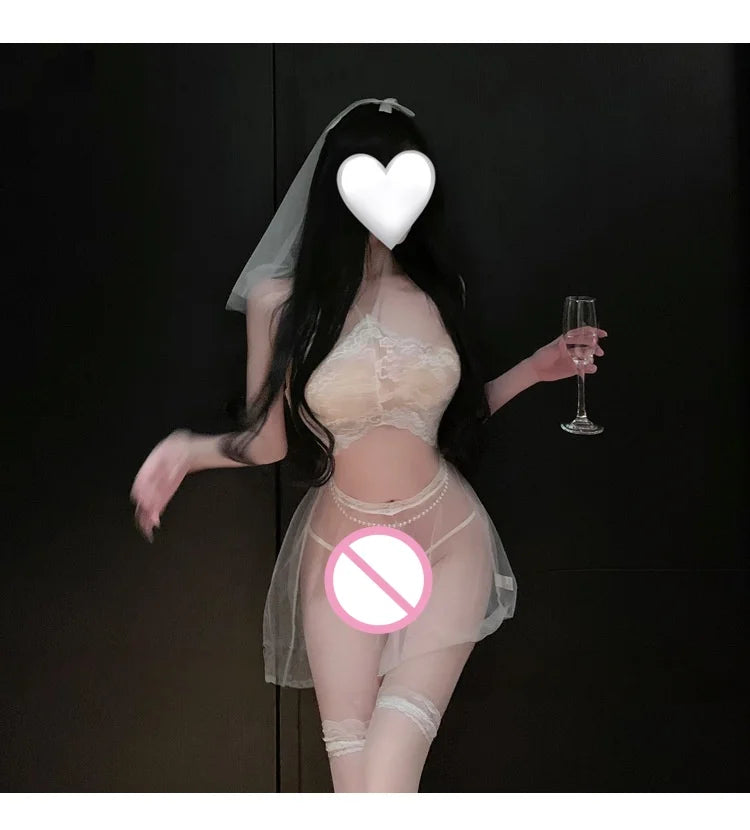The New Style of Atmosphere, Pure Desire, Sexy Lace Nightdress, Perspective Sexy Lingerie, Free Hanging Neck Nightdress, Women
