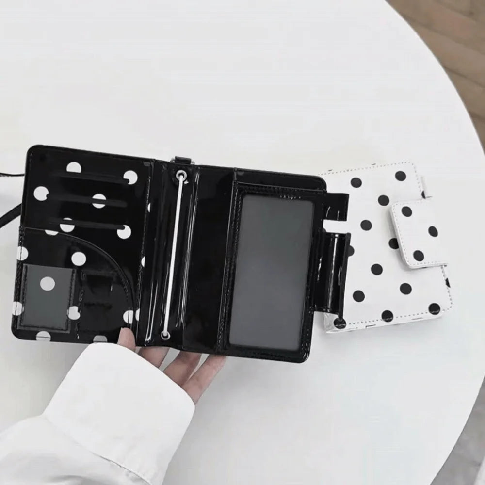 Multifunctional Polka Dot Passport Holder Multi-Card Slot Slim Design Card Storage Bag Lightweight Black White