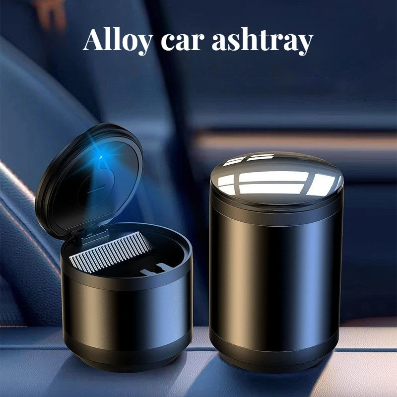 2025 New Portable Car LED Ashtray Universal Auto Ashtray Cigarette Ash Holders Cup Car Interior Decor Smokeless Auto Holder Box
