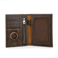 Genuine Cow Leather Passport Holder Travel Wallet with Airtag Case Anti-lost Pocket Pen Card Holder RFID Blocking Passport Cover
