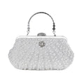 Beading Women Evening Bags Embroidery Shell Flower Diamonds Prom Clutch With Handle Pearl Handbags