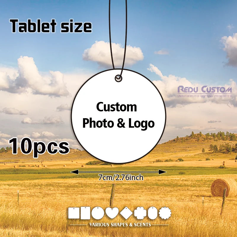 10 Customizable Photo Car Air Fresheners, Personalized Creative Decorative Fragrance Sheets, Support Customization of Company Logos, Photos of Family, Friends, and Pets