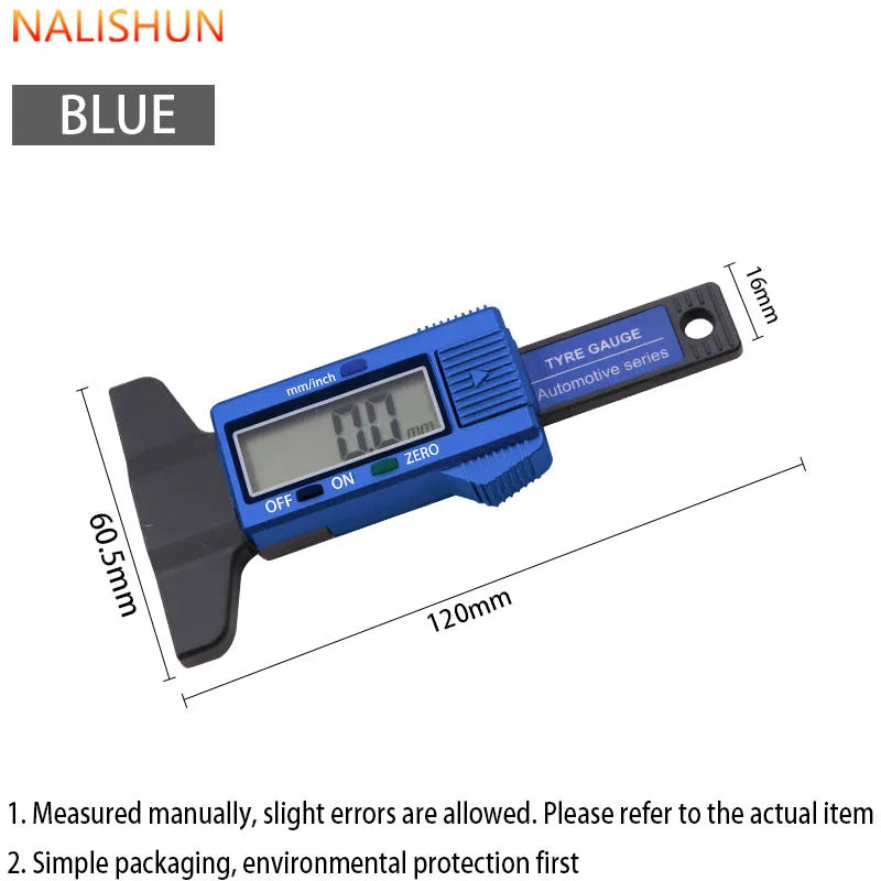 1Pc Digital Tire Tread Depth Gauge Lcd Display 0-25mm High Precision Caliper Auto Car Tyre Wear Detection Measuring Tool Repair