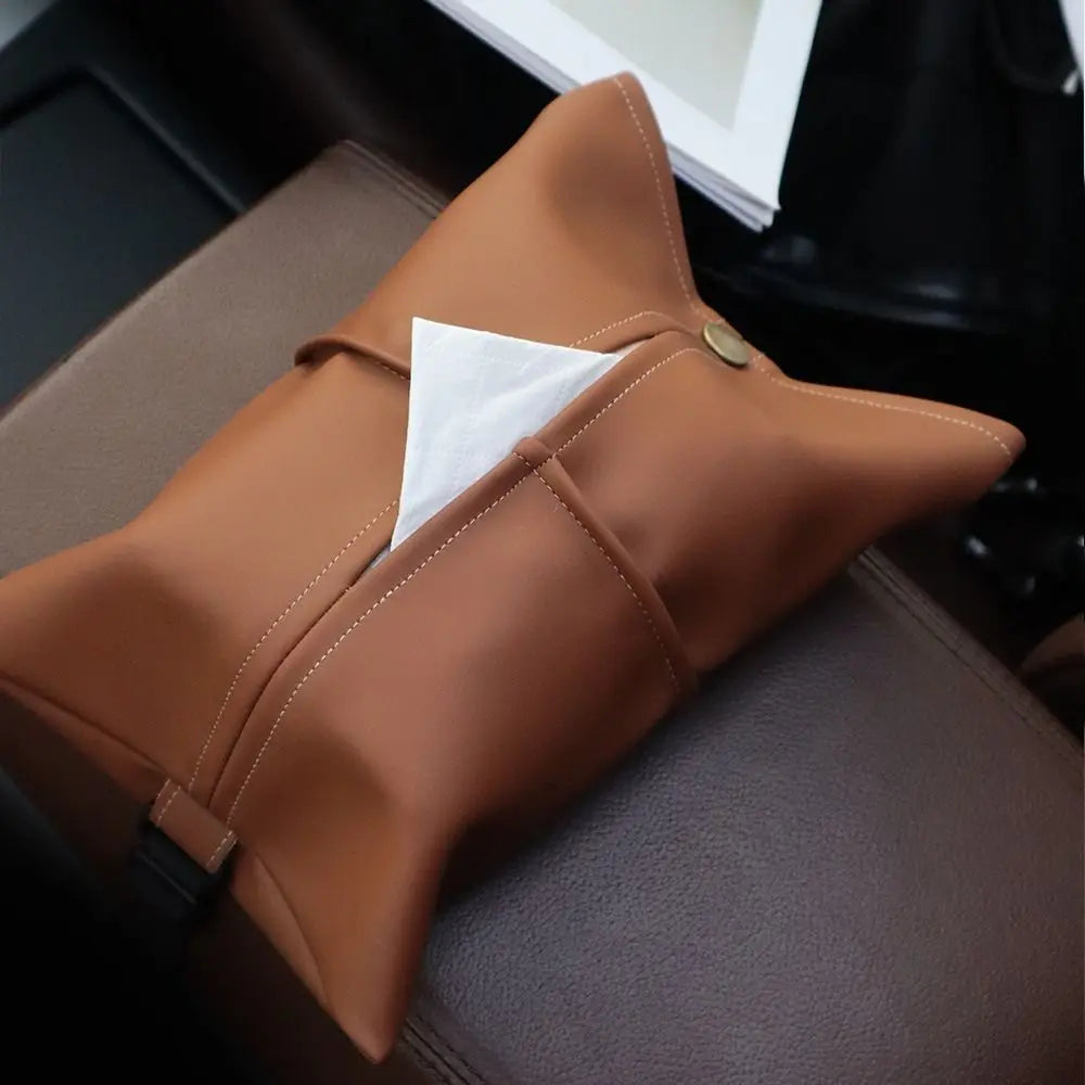 High-grade Car Tissue Box Wear-resistant Waterproof Car Armrest Tissue Pouch Faux Leather High Quality Tissue Storage Case Home