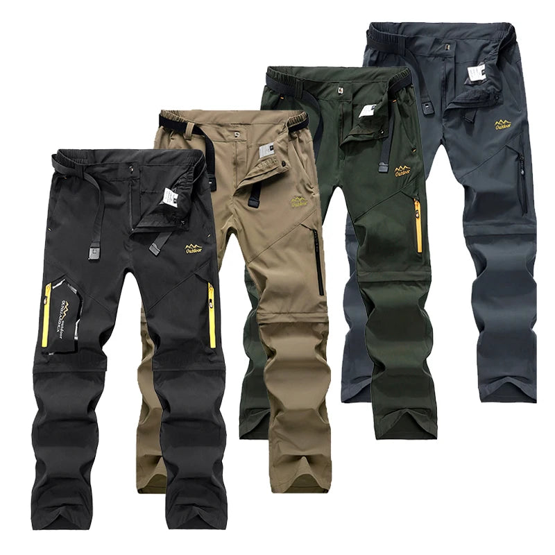 Men's Lightweight Convertible Cargo Tactical Pants Zip off Outdoor Hiking Stretch Work Pants Trekking Camping Trousers