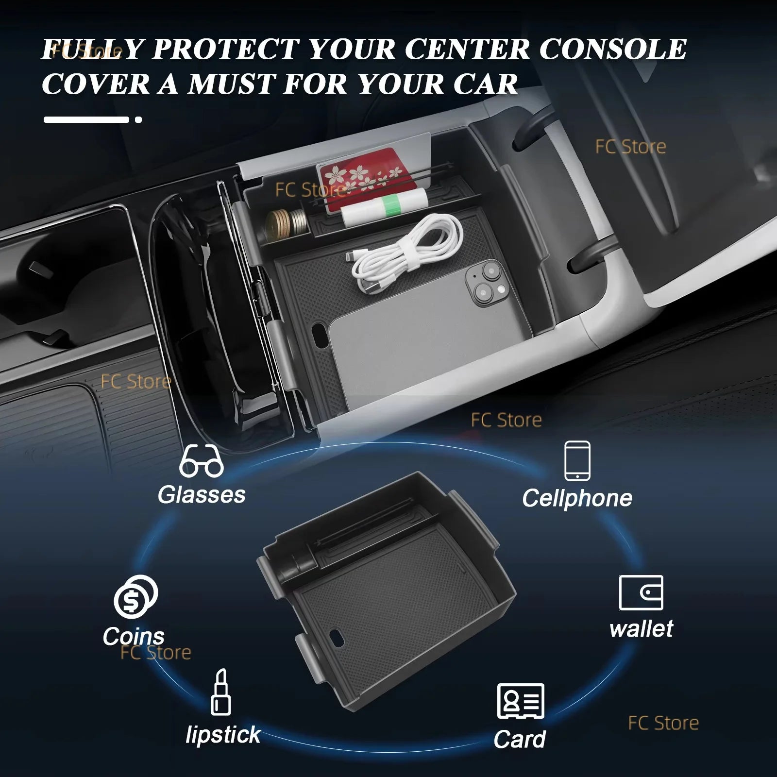 For Hyundai For Tucson NX 2025 2026 Car Central Armrest Storage Box Central Control Container Auto For Tucson 2025 Accessories