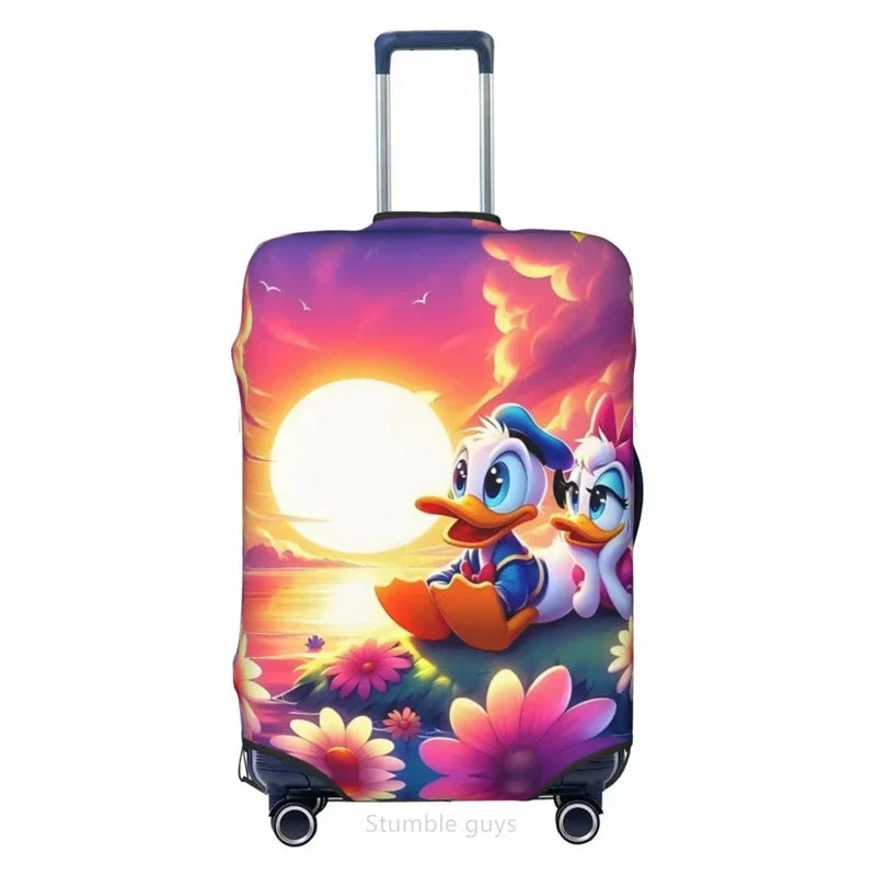 Anti-Scratch Washable Luggage Cover Duck Print High Elasticity Fits 18-32 Inch Suitcases Dustproof For Outdoor Travel Use