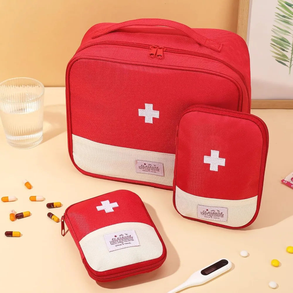 3Pcs Waterproof Oxford First Aid Bag Set, Portable Empty Medicine Pouch for Camping Hiking Travel Home Survival