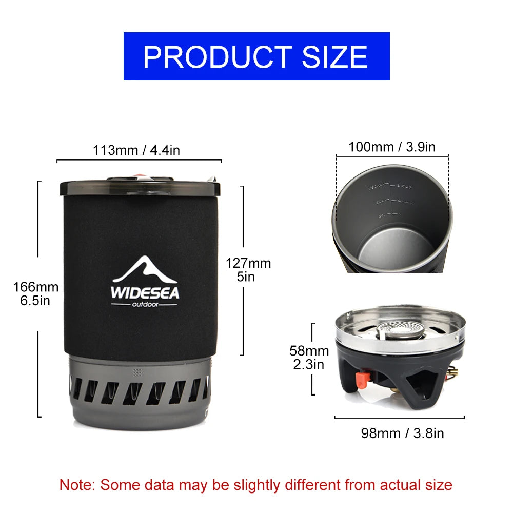 Widesea Portable Camping Coffee Maker Set French Press 0.9L Coffee Pot 1100BTU Gas Stove with Anti-scalding Cover for Outdoor Hi