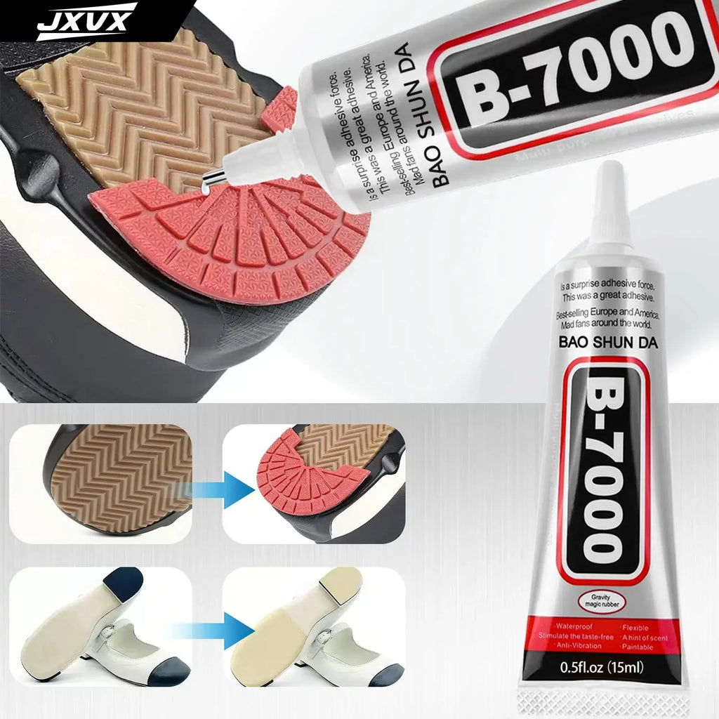B7000 Shoe Glue, Professional Grade B-7000 Repair Adhesive for All Footwear Instant Bond,Clear Drying,Flexible, & Durable for Shoe Edge Anti-vibration Universal Glue 15/50/110ML.