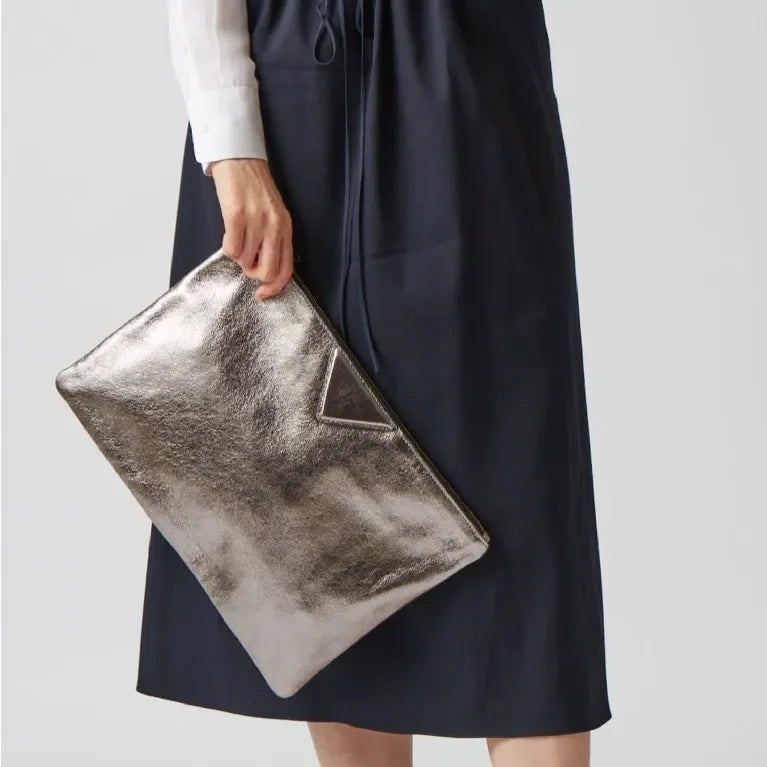 Women Day Clutch Bags Luxury Designer Lady Handbags 2024 New Female Envelope Bags PU Leather A4 Briefcase Bolsa Wallet Silver
