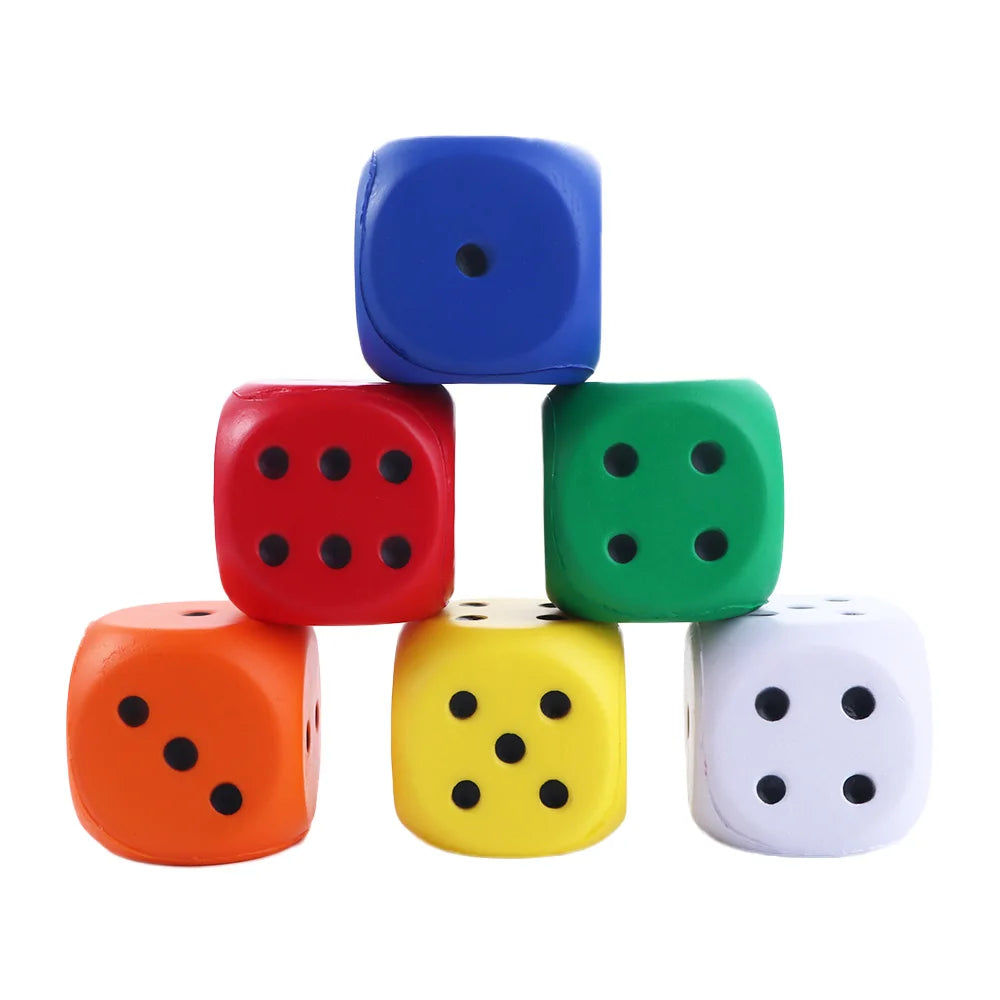 1PCS Big Sponge Dice Soft and Elastic Toys Color Solid Point Dice Side Length 6cm Cognitive Amusing Props
