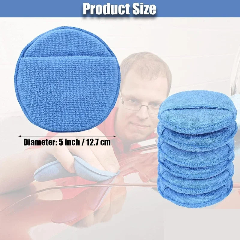 Car Wax Applicator with Finger Pocket, Buffing & Detail Polishing Foam Pads for Car Cleaning and Fine Polishing (5 inch,5 Pack)