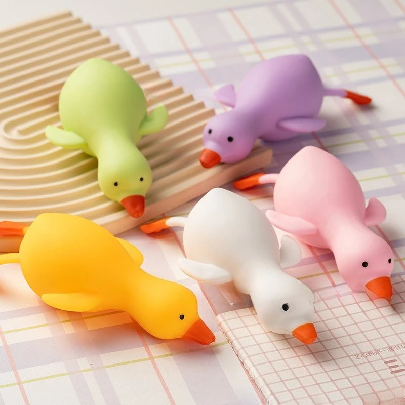 Cute Soft Duck Goose Squishy Toy Stretchable Squeeze Stress Relief Decompression Fidget Toy for Kids Adults Best Friend Gift