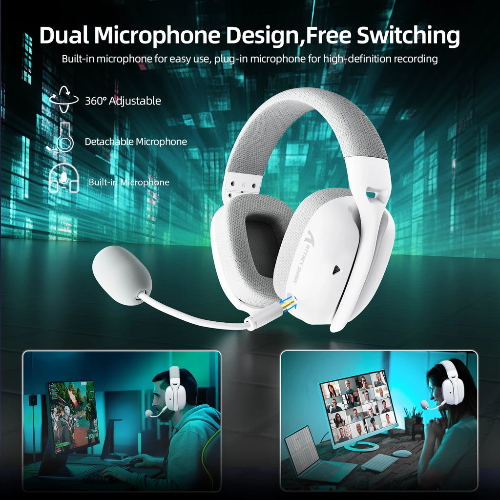 Attack Shark L80 PRO 3-in-1 Gaming Headset 2.4G Bluetooth 5.3 3.5mm Wired 40mm Hi-Fi 20ms Ultra Low Latency Headphones
