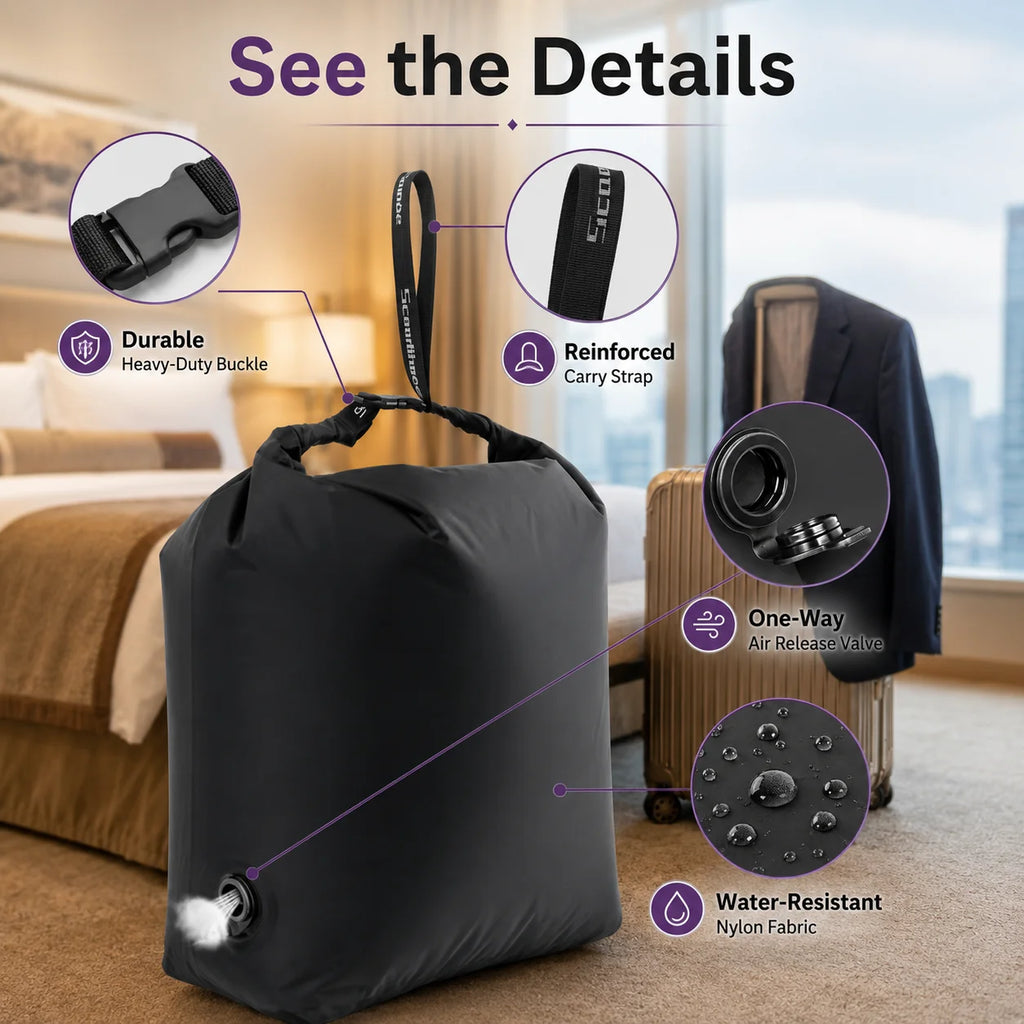 No Pump Compression Bag Business Travel Clothes Organizer Vacuum Storage Bag Luggage Suitcase Space Saving Packing Sack Pouch