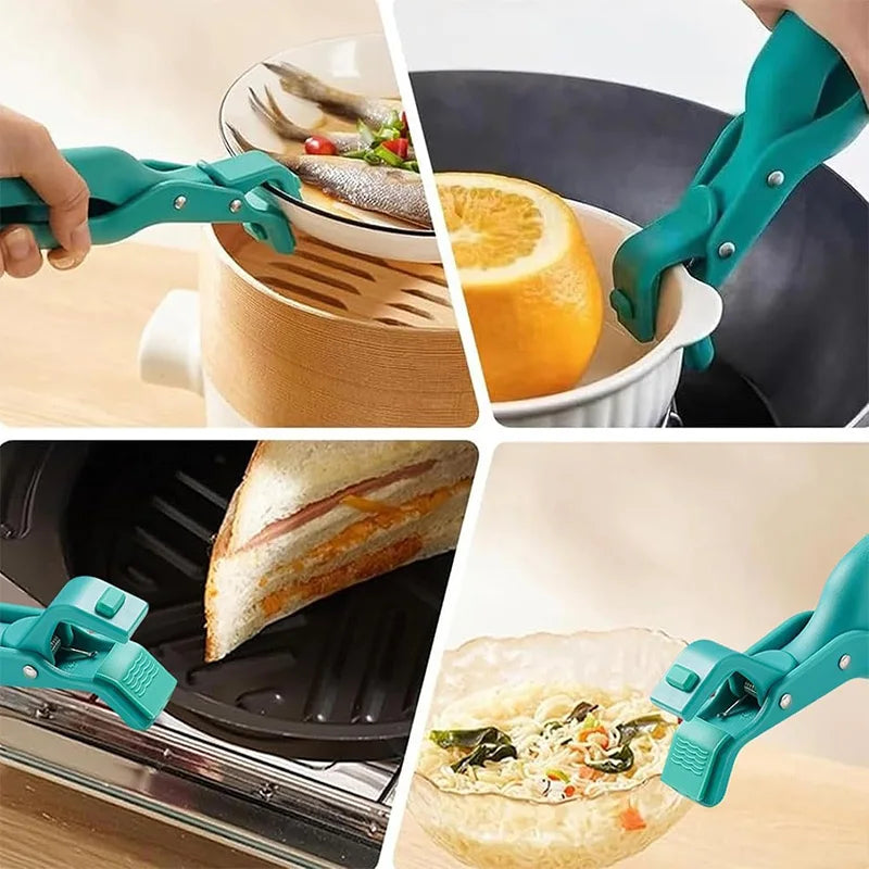 Anti-Scald Hot Plate Gripper Bowl Dish Clips Cooking Clamp Holder Silicone Anti Slip Tongs For Kitchen Dish Bowls Plates