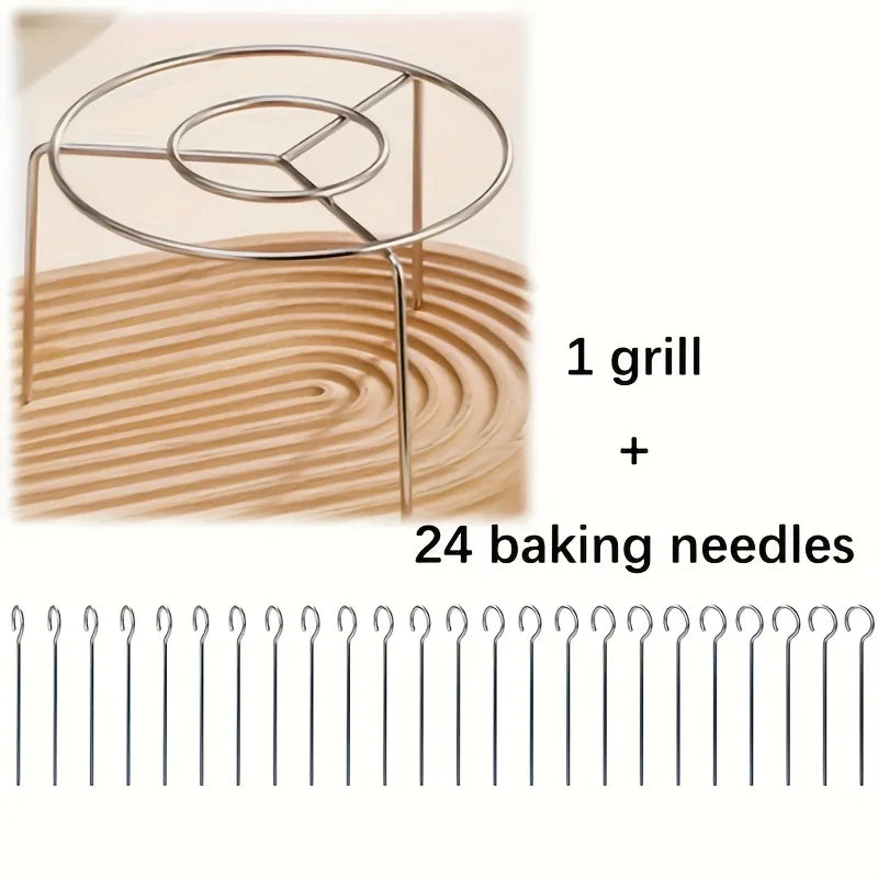 25/49pcs Air Fryer Rotating Skewer Rack, Stainless Steel, Round for Kabobs, Grill Accessory for Home Kitchen, Oven, BBQ
