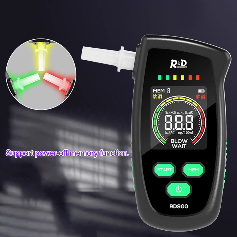 High Accurancy Alcohol Tester Portable Digital LED Display Breathalyzer USB Rechargeable Breath Tester Breath Analyzer RD900