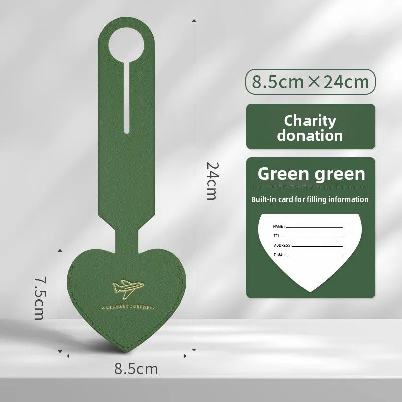 Korean Heart Shaped PU Luggage Tags Women Men Holiday Travel Accessories Suitcase Tag Name ID Address Lable Bag Tags for Luggage