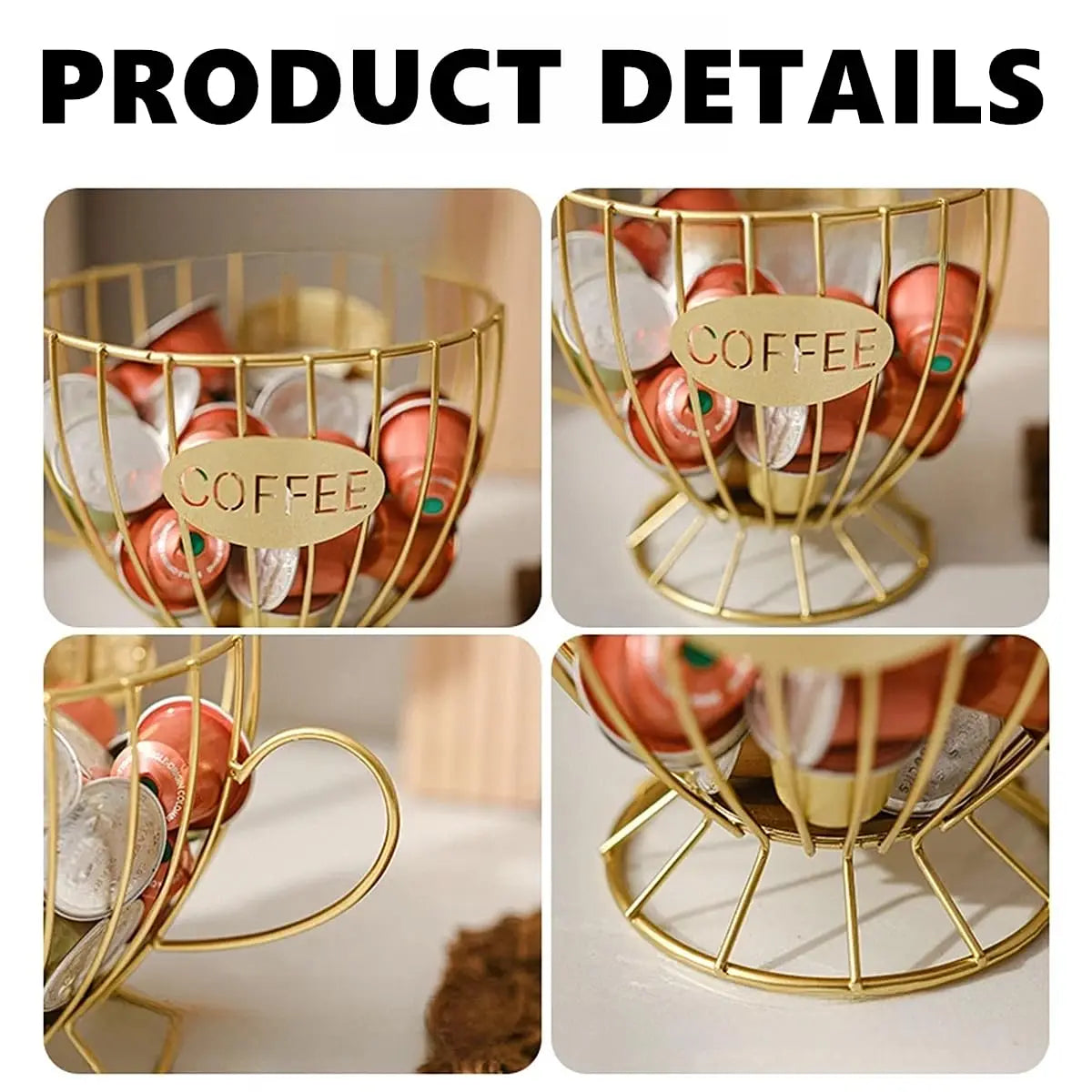 Metal Coffee Capsule Holder Large Capacity Cup Coffee Pod Organizer for Coffee Shop Bar Display Kitchen Storage Accessories
