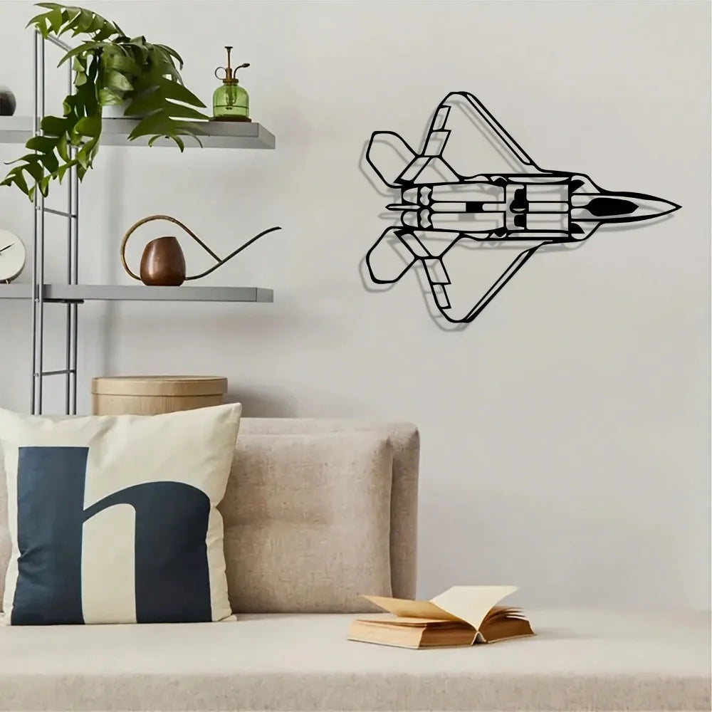 Vintage Powder Coated F-22 Raptor Model - Stylish Fighter Jet Wall Art for Teen's Room, Perfect Aviation Gift