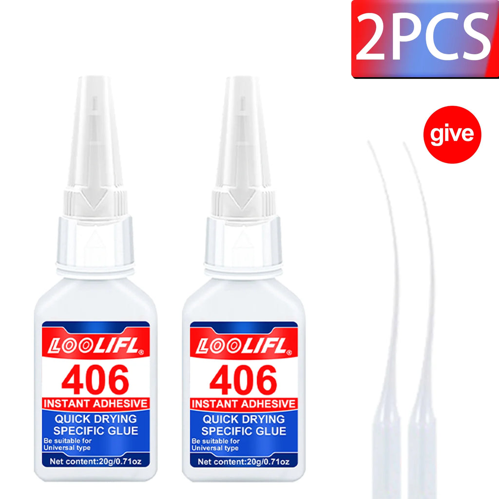 LOOLIFL 5PCS 20g 406 Super Glue Instant Quick-Drying Cyanoacrylate Adhesive Leather Rubber Wood  Metal Strong DIY Home Repair