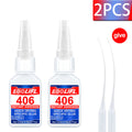 LOOLIFL 5PCS 20g 406 Super Glue Instant Quick-Drying Cyanoacrylate Adhesive Leather Rubber Wood  Metal Strong DIY Home Repair