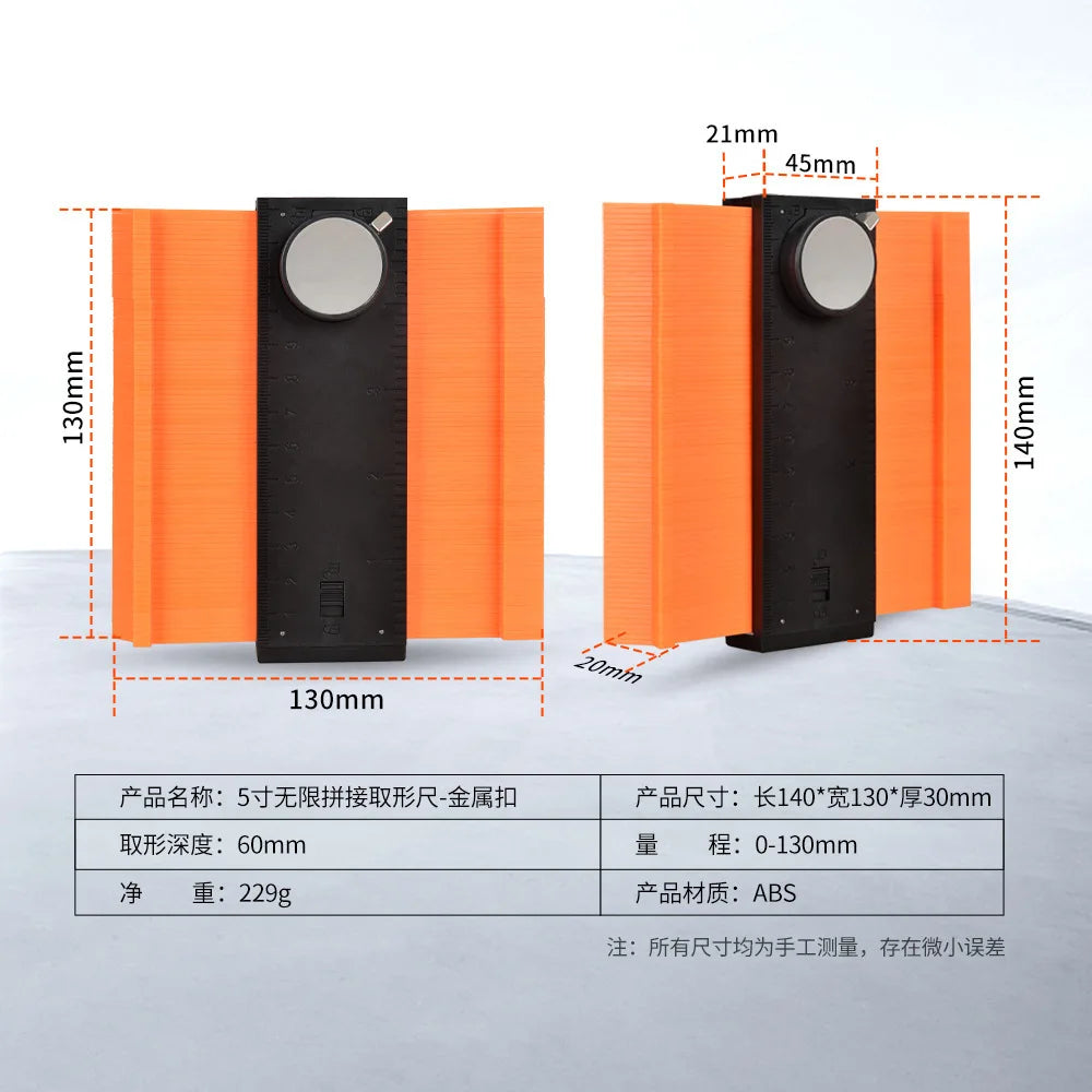 5/10inch Multifunctional Curved Ruler Type Taking Device Copy Gauge Woodwork Stone Automotive Irregular Shape Measure Tool