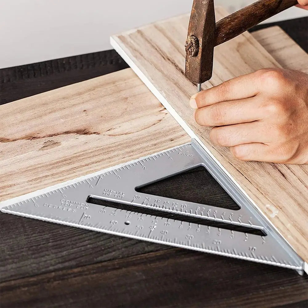 7inch Triangle Ruler Aluminum Alloy Straight Angle Measuring Ruler for Building Framing Woodworking Tools Portable Gauging Tool