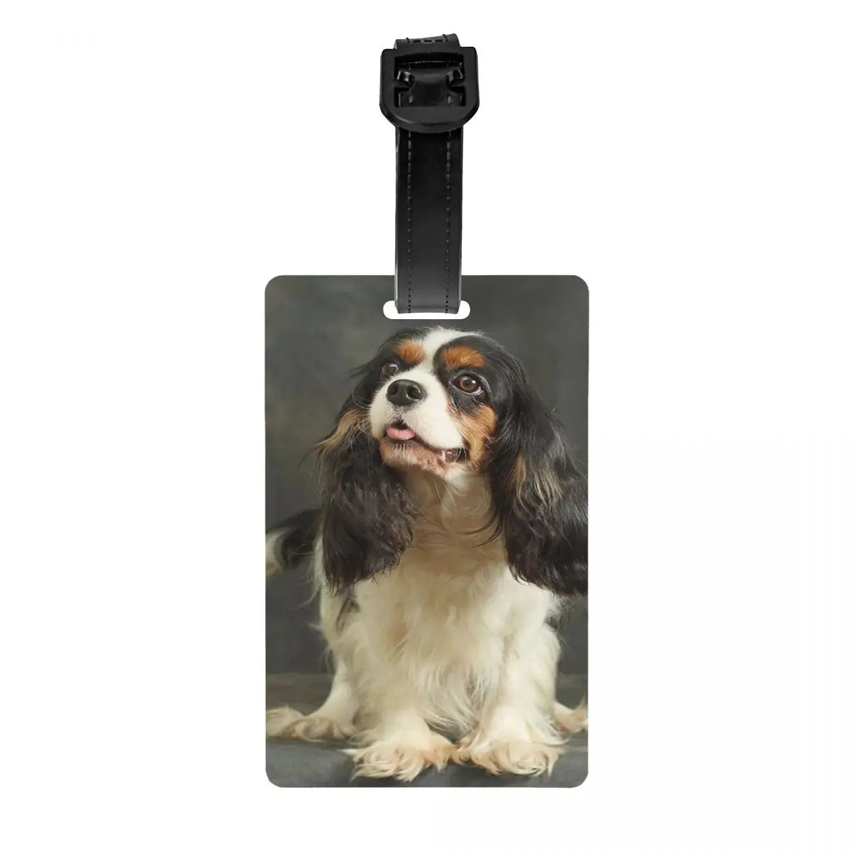 Custom Cavalier King Charles Spaniel Pet Portraits Art Luggage Tag Dog Suitcase Baggage Privacy Cover ID Label