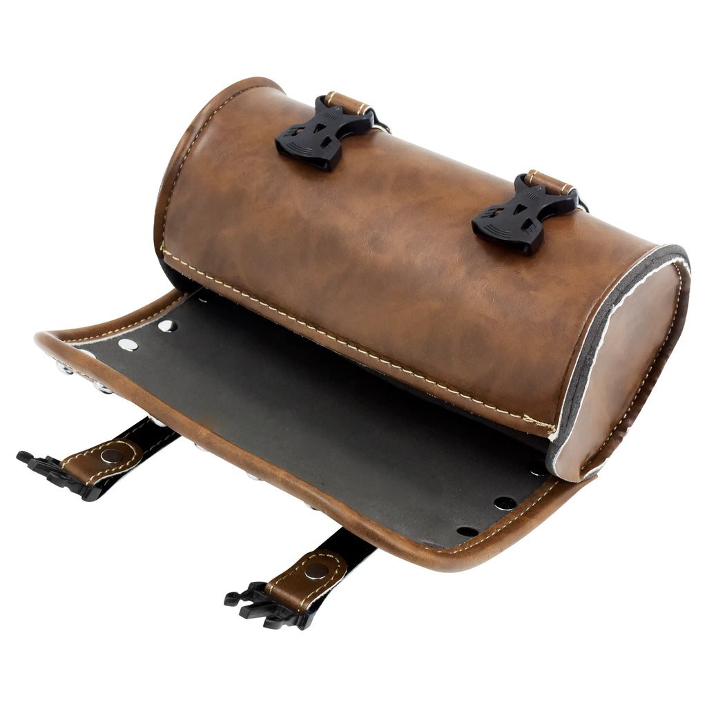 Motorcycle Fork Saddle Bags Leather Waterproof Tool Roll Barrel Bag Saddlebags Storage For Harley Sportster Touring Dyna Softail