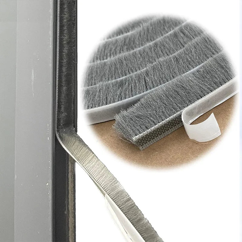 10Meters Brush Strip Self Adhesive Door Window Sealing Strip Home Door Window Sound Insulation Seal Film Door Swal Weather Strip