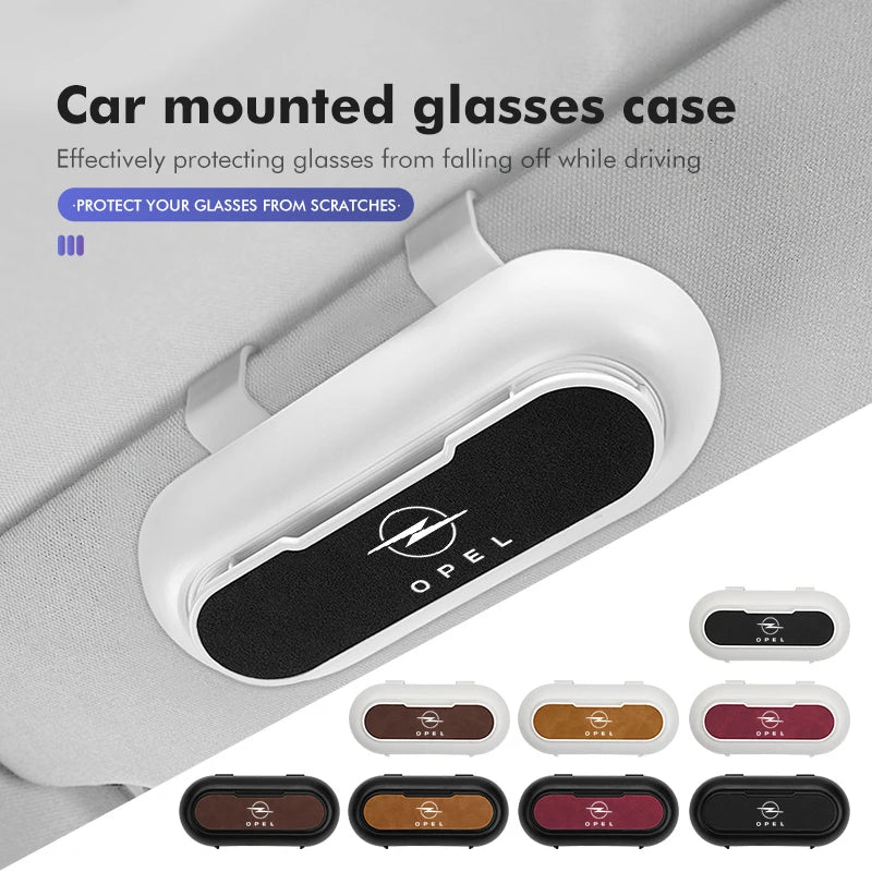 For Opel Car Sunglasses Case ABS Suede Sun Visor Mount Glasses Storage Box Vectra Zafira Meriva Mokka Grandland Vivaro Antara