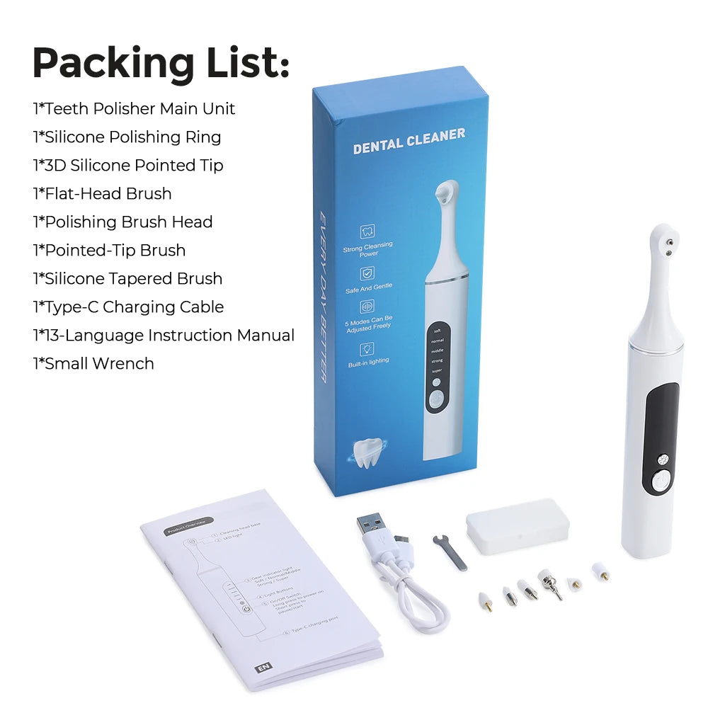Multifunctional Electric Teeth Polisher Tooth Cleaning Tool Teeth Stains Cleaner Oral Care Brush for Daily Use