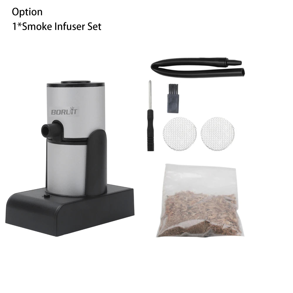BORUiT Portable Molecular Cuisine Smoking Gun Smoke Infuser Food Cold Smoke Generator Meat Burn Smokehouse Cooking for BBQ Grill
