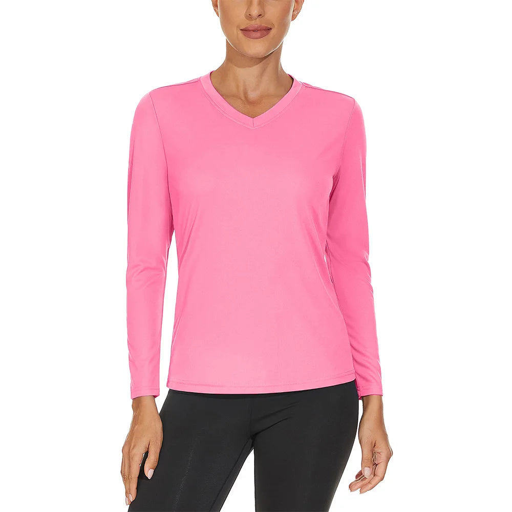 KEFITEVD UPF 50+ Women Long Sleeve T-shirts UV Sun Protection Outdoor Sport T Shirt Moisture Wicking Camping Hiking T-Shirts Tee