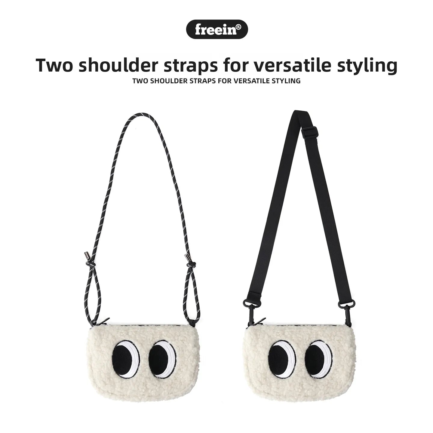 Lightweight Cute  Rice Ball Plush Earphone Bag Crossbody Phone Pouch for Young Girls Cartoon Style Polyester