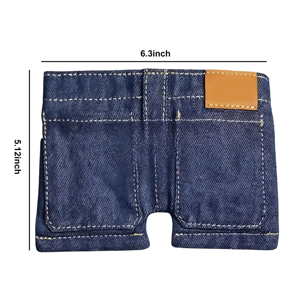 Compact Folding Card Holder Large Capacity Funny Jorts Style Denim Shorts Purse Slim Folding Card Holders for Novelty Gag Gift