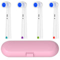 Toothbrush Travel Container and 4 Soft Rotating Replacement Brush Heads Compatible with Oral B Electric Toothbrush, for 1000 500